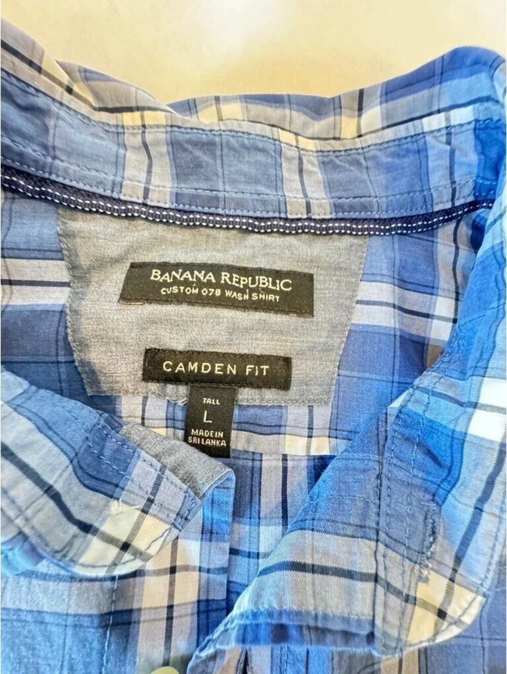 Banana Republic Camden Fit Blue Plaid Long Sleeve Shirt Size Large Tall